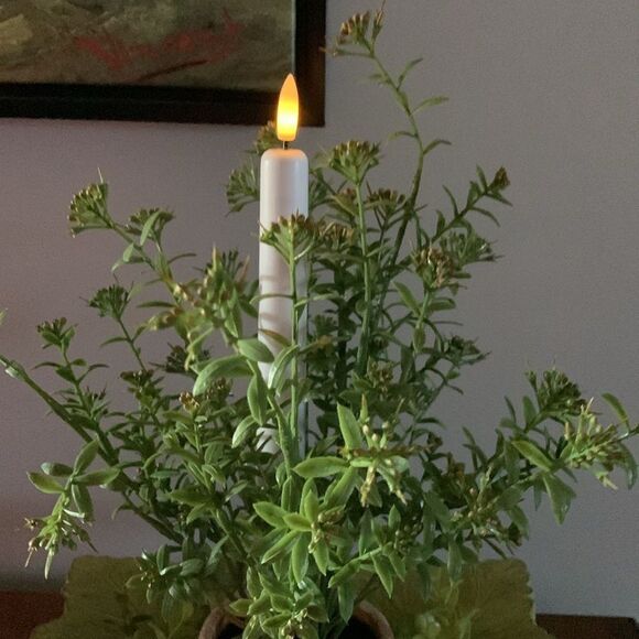 One 2-Pack Taper Candles Realistic Flicker available: White-4; Green-2; Mauve-2 - Picture 1 of 10